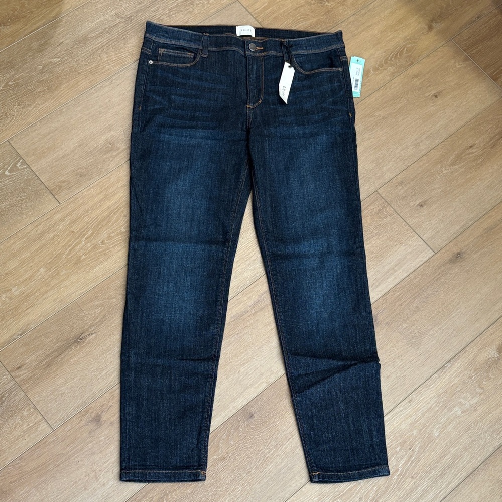 ID:23 Women's Straight Leg Jeans, Carrie Girlfriend, Dark Blue. Size 12 NWT